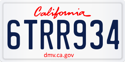 CA license plate 6TRR934