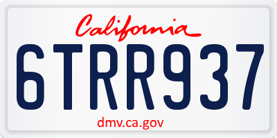 CA license plate 6TRR937