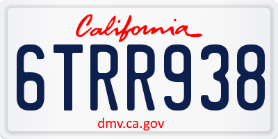 CA license plate 6TRR938