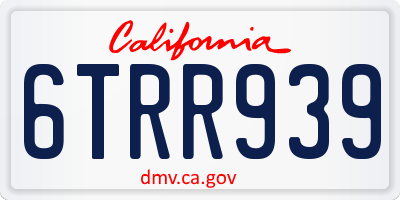 CA license plate 6TRR939