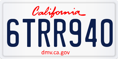 CA license plate 6TRR940