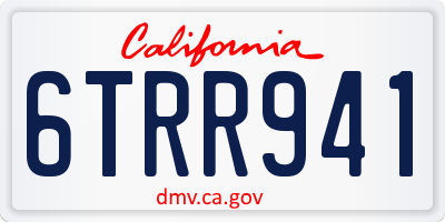 CA license plate 6TRR941