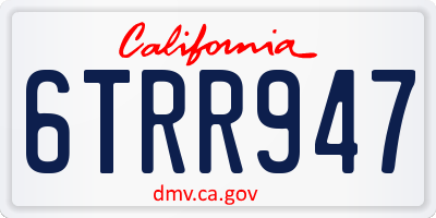 CA license plate 6TRR947