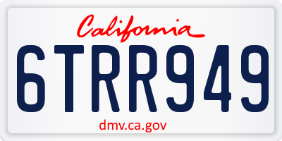CA license plate 6TRR949