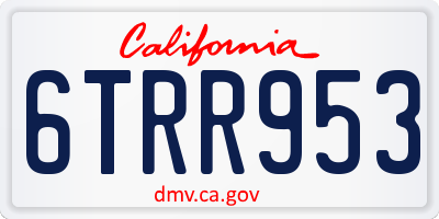 CA license plate 6TRR953