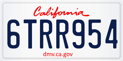 CA license plate 6TRR954