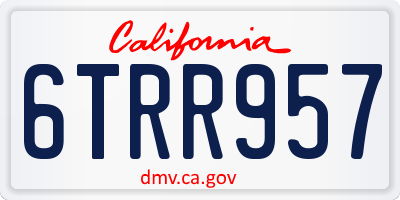 CA license plate 6TRR957