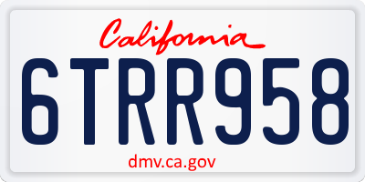 CA license plate 6TRR958