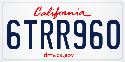 CA license plate 6TRR960
