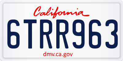 CA license plate 6TRR963