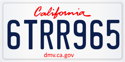 CA license plate 6TRR965