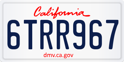 CA license plate 6TRR967