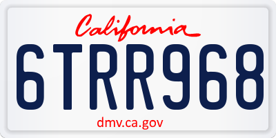 CA license plate 6TRR968