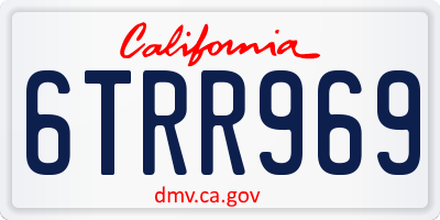 CA license plate 6TRR969