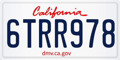 CA license plate 6TRR978
