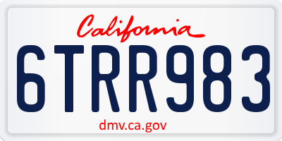CA license plate 6TRR983