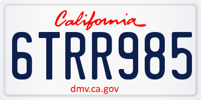 CA license plate 6TRR985
