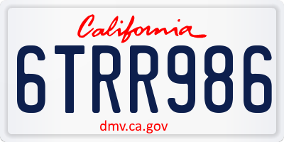 CA license plate 6TRR986