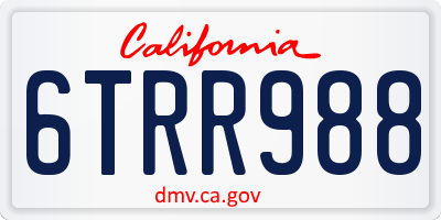 CA license plate 6TRR988