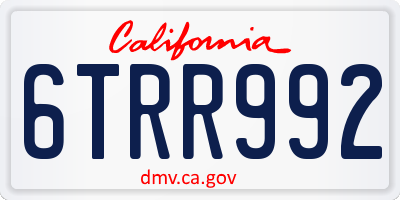 CA license plate 6TRR992