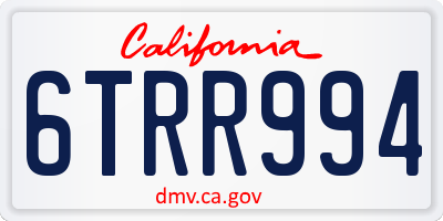 CA license plate 6TRR994