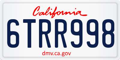 CA license plate 6TRR998