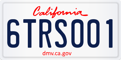 CA license plate 6TRS001