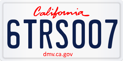 CA license plate 6TRS007