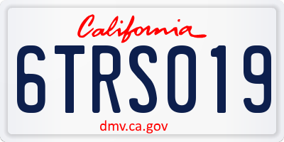 CA license plate 6TRS019
