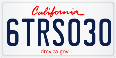 CA license plate 6TRS030