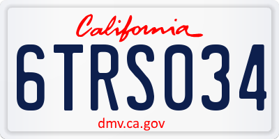 CA license plate 6TRS034