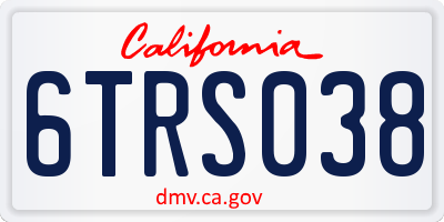 CA license plate 6TRS038