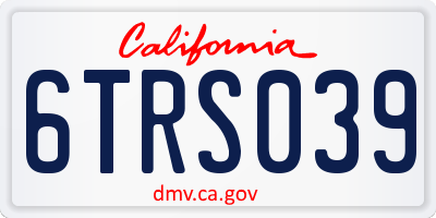 CA license plate 6TRS039