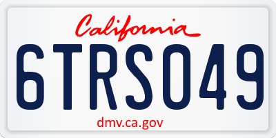CA license plate 6TRS049