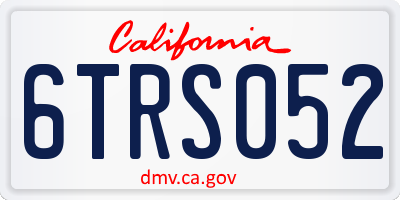 CA license plate 6TRS052