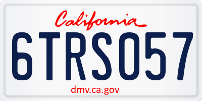 CA license plate 6TRS057