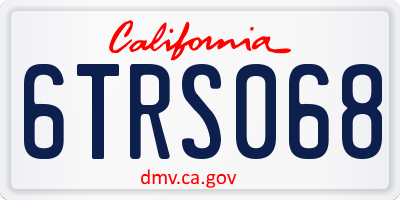 CA license plate 6TRS068