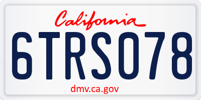 CA license plate 6TRS078