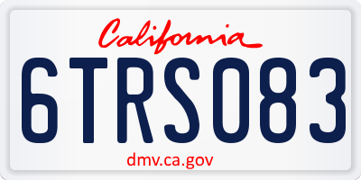 CA license plate 6TRS083