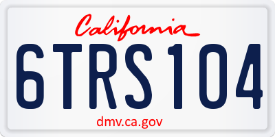 CA license plate 6TRS104