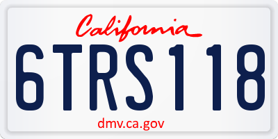 CA license plate 6TRS118