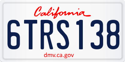 CA license plate 6TRS138