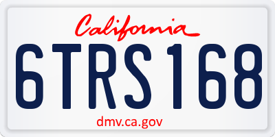 CA license plate 6TRS168