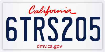 CA license plate 6TRS205