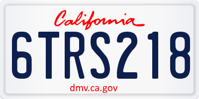 CA license plate 6TRS218