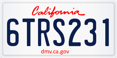 CA license plate 6TRS231