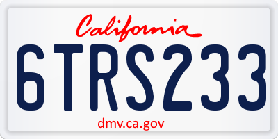 CA license plate 6TRS233