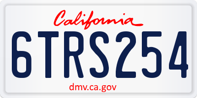 CA license plate 6TRS254