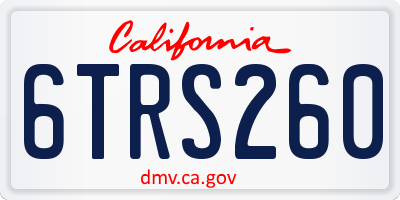 CA license plate 6TRS260