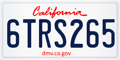 CA license plate 6TRS265